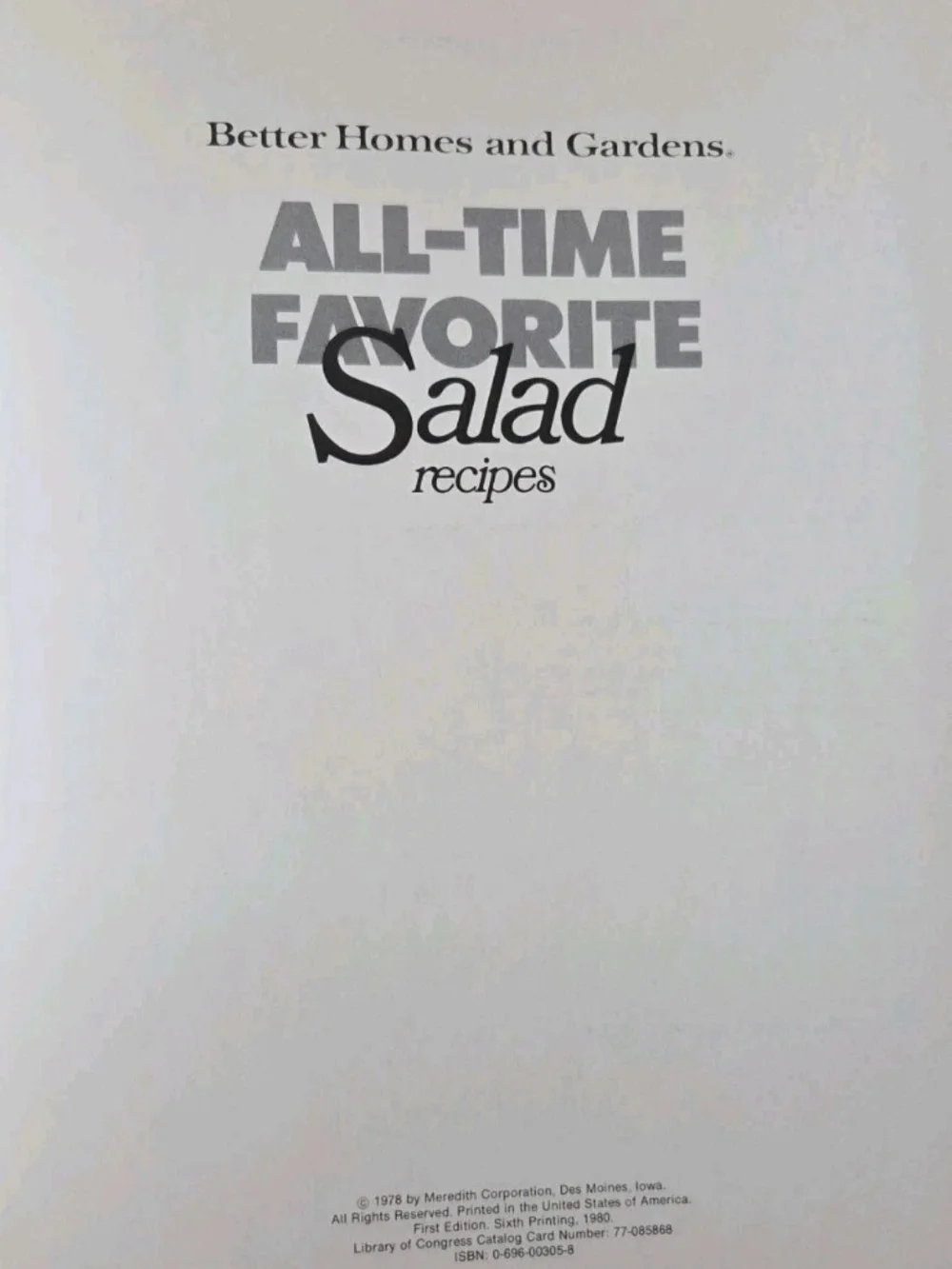 Better Homes and Gardens All-Time Favorite Salad Recipes HC Cookbook 1980 Sixth